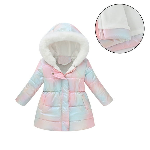 Girls Winter Coats with Hooded Puffer Jacket Colorful Puffer Coat Zip up Long Sleeve Waterproof Kids Lightweight Jacket Jacket for Kids 9-10 Years