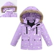 thumbnail image 1 of Girls Winter Coats with Hooded Puffer Jacket Kids Purple Coat Full-Zip Long Sleeve Thicken Waterproof Jacket Kids Girls Fall Jacket 6-7 Years, 1 of 8