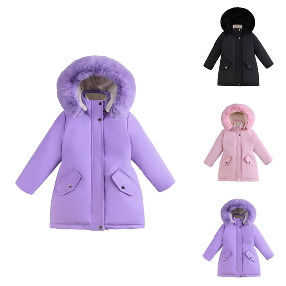 Girls Winter Down Coat Heavyweight Hooded Puffer Jacket Kids Outerwear for Outdoor Activities