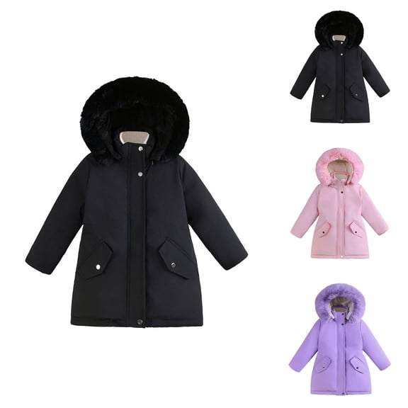 Girls Winter Down Coat Heavyweight Hooded Puffer Jacket Kids Outerwear for Outdoor Activities