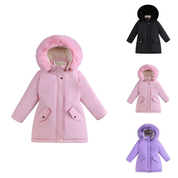 Girls Winter Down Coat Heavyweight Hooded Puffer Jacket Kids Outerwear for Outdoor Activities