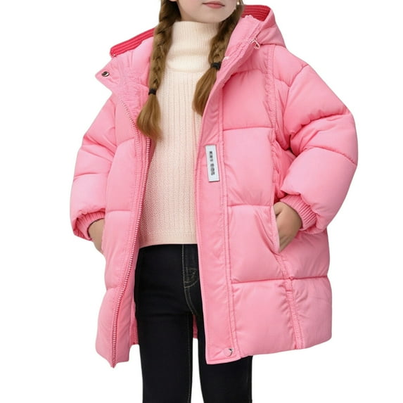 Girls Winter Down Coat Long Hooded Jacket Warm Windproof Kids Outerwear Cozy Cold Weather Children's Coat