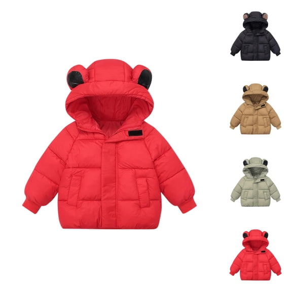 Girls Winter Down Coat with Bear Ears Hood Warm Quilted Jacket for Baby Boys and Girls Cold Days