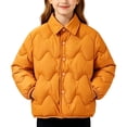thumbnail image 1 of Girls Winter Down Jacket Warm Padded Jacket Button Down Quilted Jacket Long Sleeves Lightweight Casual Double Sided Wearable Coat 1-15Years, 1 of 8