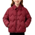 thumbnail image 1 of Girls Winter Down Jacket Warm Padded Jacket Button Down Quilted Jacket Long Sleeves Lightweight Casual Double Sided Wearable Coat 1-15Years, 1 of 8