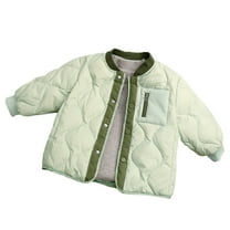 Girls Winter Down Jacket Warm Windproof Lightweight Coat for Kids with Rounded Neck Solid Color Outerwear