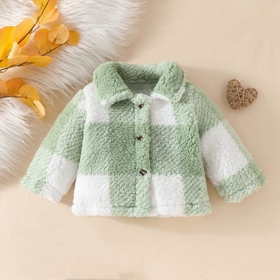Girls Winter Dress Coat Kids Fashion Button Down Lapel Jacket Outerwear with Pockets Green 18 Months