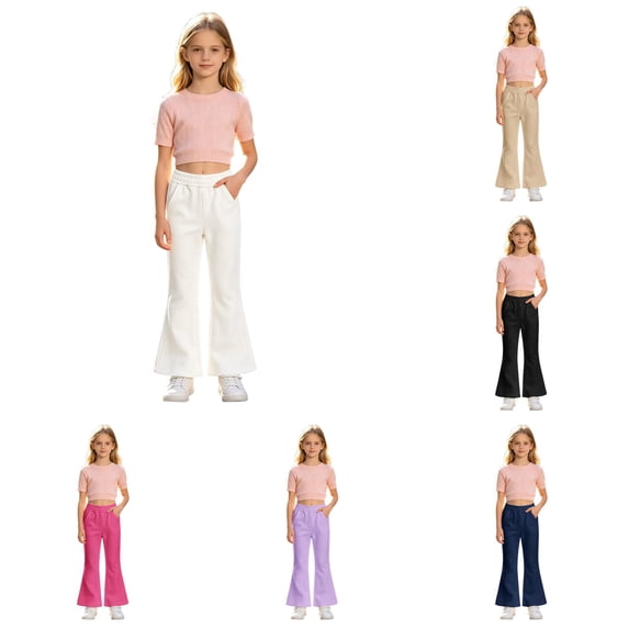 Girls Winter Flared Pants for Girls High Withed School Style Trousers Lined High Rise Cozy Autumn–Winter Kids Pants Girls Lined Leggings Pants Baseball Pants for Babies Toddler Cat Pants Cat