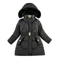 thumbnail image 1 of Girls Winter Fleece Coats Lined Warm Long Puffer Jackets Kids Windproof down Overcoats Outerwear, 1 of 3