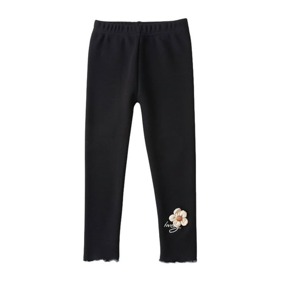 Girls Winter Fleece Lined Leggings Stretchy Solid Velvet Pants Warm and Soft Tights for Kids 2-10 Years