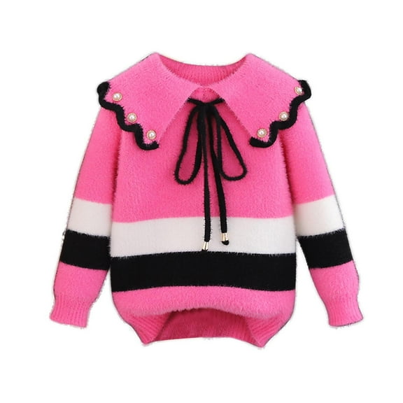 Girls Winter Fleece Sweatshirts - Warm Casual Cute Base Shirt Jumpers Pullover Top Fuzzy Knit Sweater Thickened Thermal Hot Pink 11-12 Years