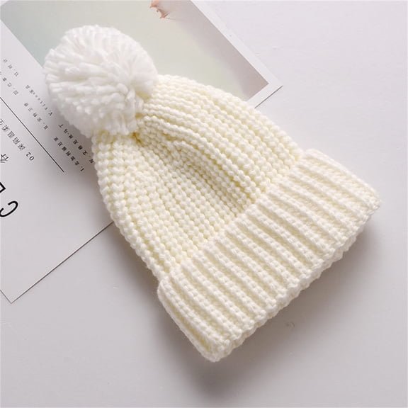Girls Winter Hat Knit Winter Beanie Hats with Pompom Warm Lined Knit Soft Cap for Boys Girls