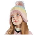 thumbnail image 1 of Girls Winter Hats Knit Winter Beanie Hats with Pompom Ear Flaps Cap Warm Lining Windproof Cap for Boys Girls, 1 of 7