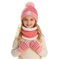 thumbnail image 1 of Girls Winter Hats Neck Warmer Glove Set, Warm Lining Beanie Hats Knitted Cap for 2-8 Years Boys Girls, 1 of 6