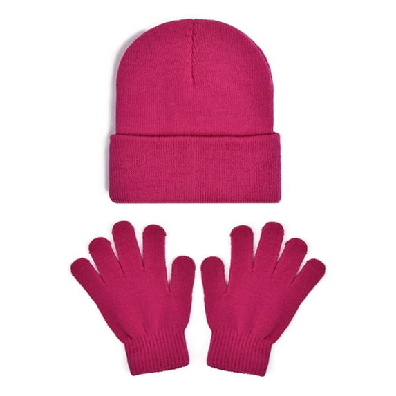 Girls Winter Hats and Gloves Set, Warm Beanie Hats Knitted Cap for 2-8 Years Girls Boys