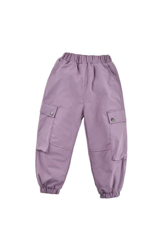 Girls Winter Hiking Cargo Pants, Windproof & Thermal Lined Outdoor Sports Trousers for Youth Activities