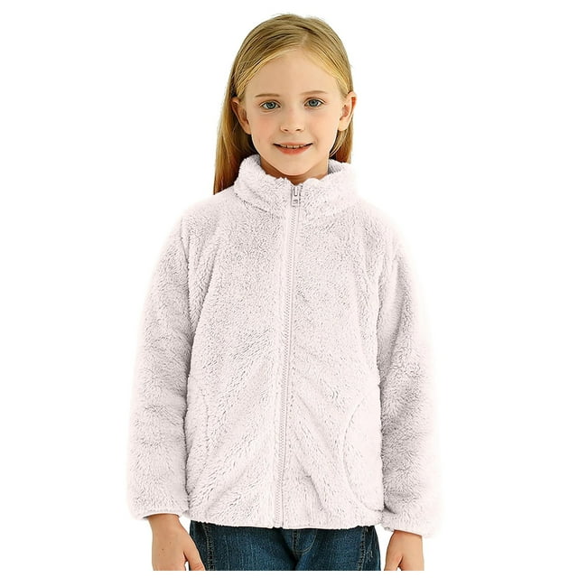 Girls Winter Jacket Coats For Girls Girls' Outerwear Jackets Kids Soft Fleece Zip up Hoodie with Pockets Girls' Outerwear Jackets & Coats 18-24 Months
