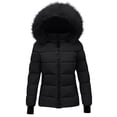 thumbnail image 1 of Girls Winter Jacket Hooded Plush Trim Padded Coat Wind Resistant Zip Up Warm Outerwear with Pockets for Kids Cold‑Weather Snow Wear & Daily Travel, 1 of 4