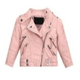 thumbnail image 1 of Girls Winter Jacket Pink Kids Girl Spring Pu Leather Motorcycle Coat For Leather,13-14 Years, 1 of 4