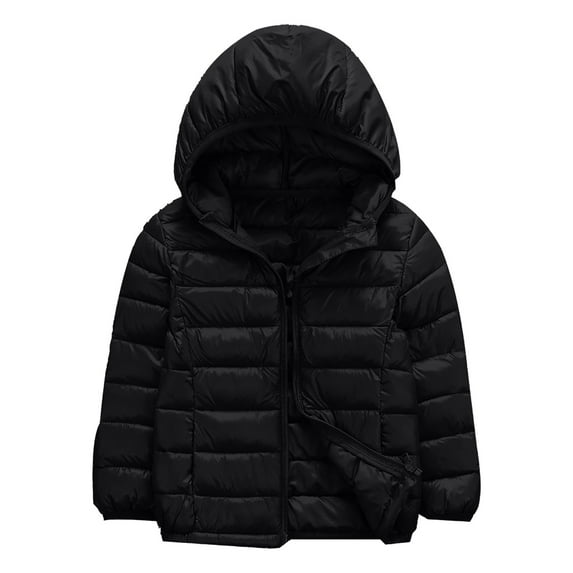 Girls' Winter Jacket Quilted Puffer Jacket Hood Outerwear Coat for Girls(Black,4-5Y)