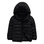 POVOZER Girls' Winter Jacket Quilted Puffer Jacket Hood Outerwear Coat for Girls(Black,8-9Y)
