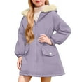 thumbnail image 1 of Girls Winter Jacket with Hood, Sherpa Fleece Lined Heavyweight Long Parka Coat with Pockets Full-zip Snow Outerwear (9 Years, Purple), 1 of 7