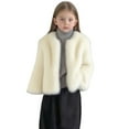 thumbnail image 1 of Girls Winter Jackets Faux Fur Coat Open Front Dressy Casual Cardigans Outerwear Solid Color 1-12 Years (3-4 Years, Beige), 1 of 5