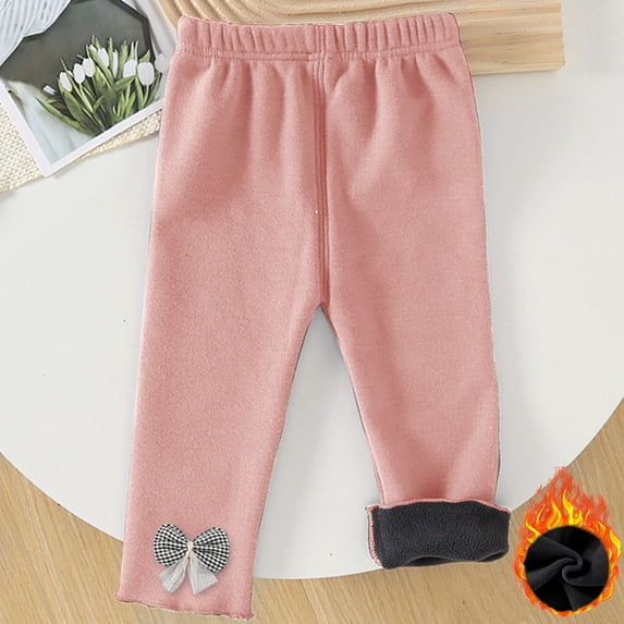 Girls Winter Leggings Fleece Lined Cute Soft Cotton Stretchy Ankle Length Tights Pants for Kids Girl's Dressy Pants 6M