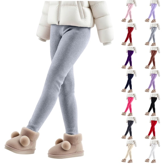 Girls Winter Leggings Kids Thick Warm Fleece Lined Legging Pants Elastic Waist Thermal Tights Navy 120