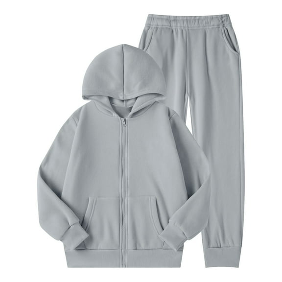 Girls Winter Lined Hoodie and Pants Set Cozy Warm Pullover Tracksuit Casual Playwear for Toddler Youth Soft Thermal Outfit