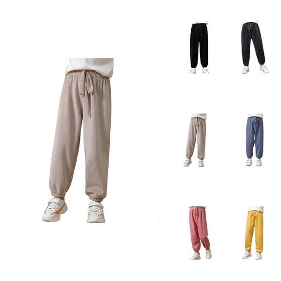 Girls Winter Lined Wide Leg Sweatpants – Thickened Fleece Lined Warm Loose Fit Casual Trousers with Pockets for Toddlers & Kids Ages 4-15