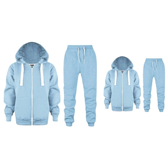 Girls Winter Outfit Set, Cozy Long Sleeve Zip Hoodie Jacket with Matching Pants and Pockets, 2 Piece Sweatsuit with Drop Shoulder Sweatshirt and Sweatpants