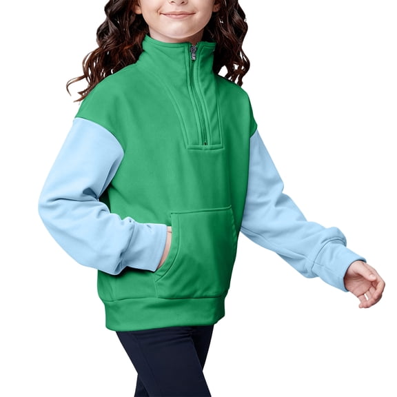 Girls Winter Outfits 4-16 Girls 1/4 Zip Up Sweatshirt Trendy Winter Cropped Long Sleeve Shirt Pullover Tops Youth Girls Cute Clothes