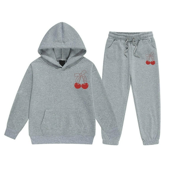 Girls Winter Outfits Bow Print Long Sleeve Hooded Sweatshirt Joggers Child Comfy Daily Wear Autumn Loose Outfit Set