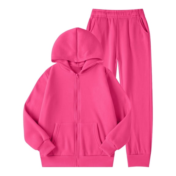 Girls Winter Outfits Comfortable Lined Hoodie Pants Set For Kids Cozy Warm Pullover Tracksuit Casual Playwear for Toddlers and Youth