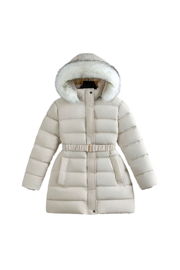Girls Winter Down Padded Coat Warm Thickened Lined Hooded Jacket Outerwear for Cold Weather Fashionable Toddler Big Girls down Winter Jacket Trooper Tech Jackets Youth Winter Coat Little Girls Jacket