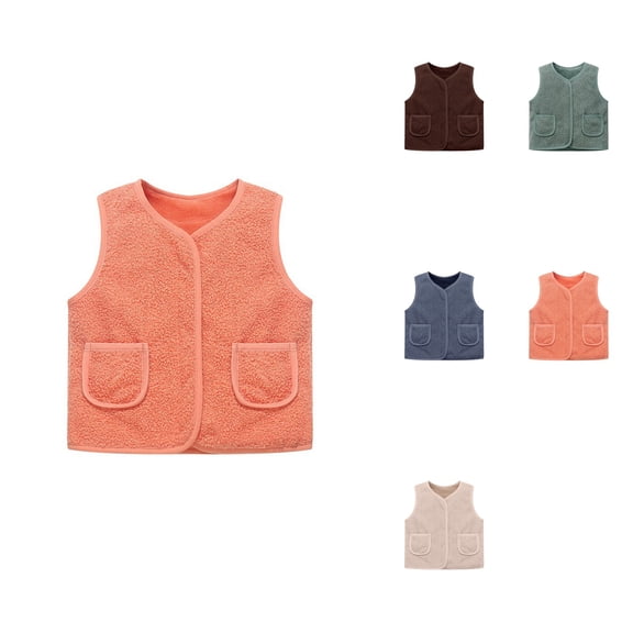 Girls Winter Padded Vest Jacket â Warm Sleeveless Sherpa Waistcoat, Windproof Thermal Insulated Cozy Zip-Up Gilet with Pockets for Toddler Kids