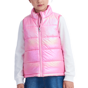 IKALI Girls Puffer Vest Rose-red Kids Winter Jacket Lightweight Clothes with Pockets 3-12 Years