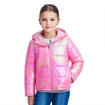 Girls Winter Puffer Jacket Kids Hooded Quilted Coat Warm Lightweight Water-Resistant with Pockets Pink 3-12 Years