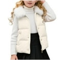 thumbnail image 1 of Girls' Winter Puffer Vest Warm Stand Collar Thick Cotton Coat Toddler Kid Cropped Sleeveless Jacket, Beige 2 Years, 1 of 7