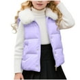 thumbnail image 1 of Girls' Winter Puffer Vest Warm Stand Collar Thick Cotton Coat Toddler Kid Cropped Sleeveless Jacket, White 11 Years, 1 of 7