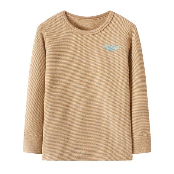 Girls Winter Sleepwear Soft Pajamas Tops Cozy O-Neck Long Sleeve Thermal Shirt For Kids Warm Flannel Nightwear Fashionable