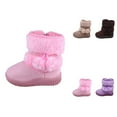 thumbnail image 1 of Girls' Winter Snow Boots â Thick Soles, Warm Lined, Mid-Calf, Side Zipper, Non-, Solid Color Outdoor Shoes for Toddlers, 1 of 4