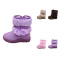 thumbnail image 1 of Girls' Winter Snow Boots â Thick Soles, Warm Lined, Mid-Calf, Side Zipper, Non-, Solid Color Outdoor Shoes for Toddlers, 1 of 4