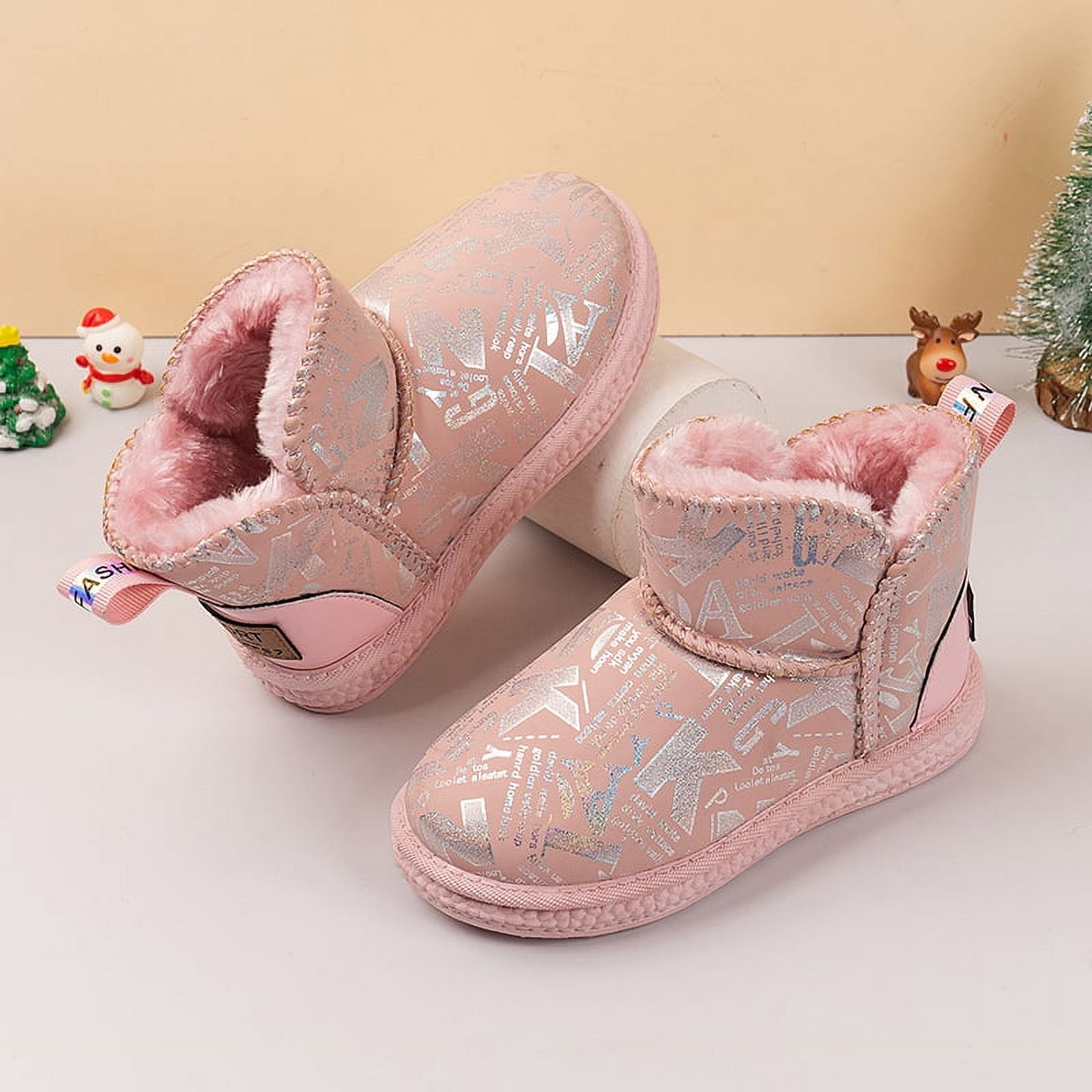 Girls Winter Snow Boots, Waterproof and Warm with Thick Velvet, Outdoor