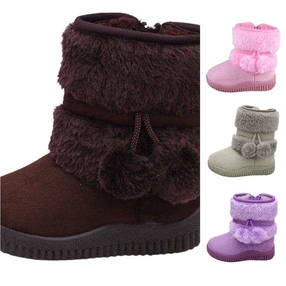 Girls Winter Snow Boots with Zip Non Warm Lined Shoes for Kids