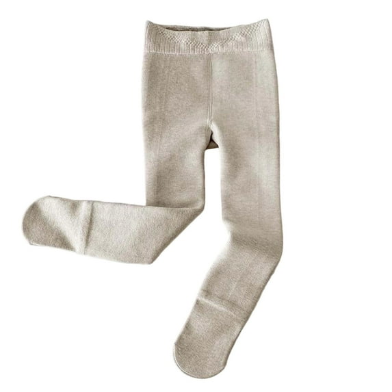 Girls Winter Thermal Lined Full Length Leggings With Soles For Cold Weather Indoor Outdoor Play Oversized Sweatpants Basic Comfortable Pants Crewneck Casual Trousers
