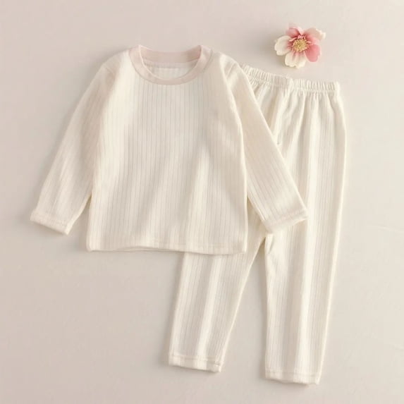 Girls Winter Thermal Pajama Set Long Sleeve Cozy Loungewear Soft Casual Home Outfit Comfortable Kids Sleepwear Sleepwear Long/Short Sleeve Jammies for Kids Button-Down Nightwear Loungewear