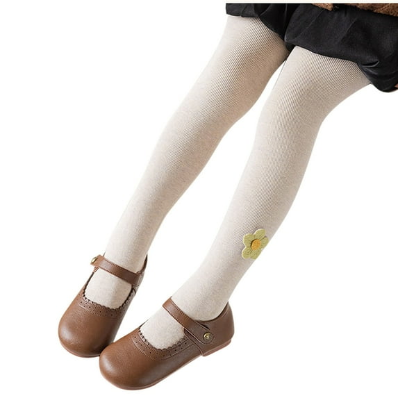 Girls Winter Tights Floral Warm Fleece Lined Skinny Leggings Thermal Casual Fall Cotton Outfits, Khaki, XXL