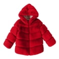 thumbnail image 1 of Girls Winter Warm Fuzzy Coat Thick Hoodie Jacket Solid Color Soft Jackets, Red, 1 of 3